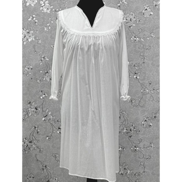 SoieRose 100% Cotton Victorian – Long Sleeve White Vintage Sleepwear SR-1208 - Picture 1 of 9